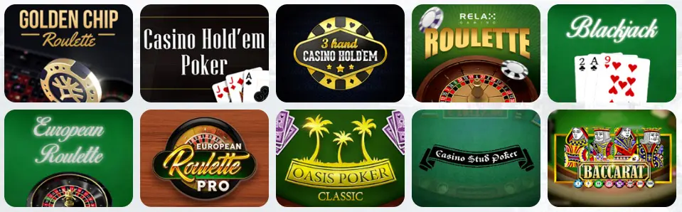 Jeux de table au WizeBets Casino